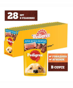 Pedigree Wet Dog Food: Beef & Lamb in Gravy - 28 x 85g Pouch