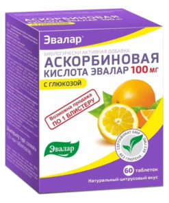 Evalar Vitamin C 100mg Tablets with Glucose (60 Count)