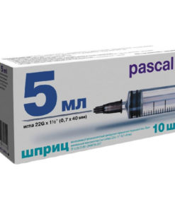Sterile Disposable 3-Part Pascal Syringe 5ml with 22G Needle (0.7x40mm) - 10 Pack