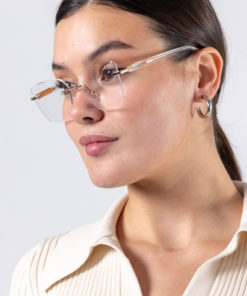 Silver Titanium Rimless Women's Eyeglass Frames