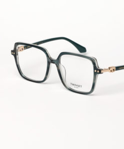 Twinset VTW015 Petroleum Eyeglass Frames: Top/Striped Design