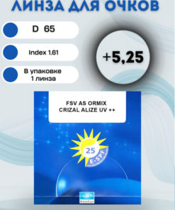 1.61 High-Index Ormix Crizal Alize+ Lenses (+5.25) with UV Protection