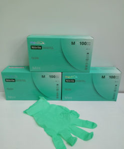 MediOk Mint Nitrile Gloves: 150 Pairs (300 Count), Textured, Powder-Free, Size M