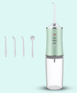 Portable Oral Irrigator: Clean Teeth, Gums, Implants & More (4 Green Nozzles)