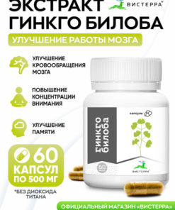 Ginkgo Biloba Capsules for Memory, Focus & Heart Health (60 Count)