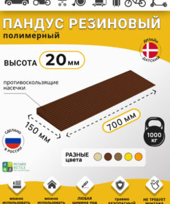 Heavy-Duty Polymer Ramp for 2cm Thresholds (20x700x150mm) - Dark Brown