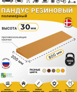 Polymer Ramp RUBEZH: 3cm Threshold, Light Brown (30x800x200mm) - Wheelchair, Warehouse, Car