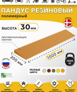 Polymer Ramp RUBEZH for 3cm Thresholds (30x1000x200mm), Light Brown, Wheelchair, Warehouse & Vehicle Access
