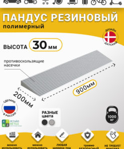 Polymer Ramp RUBEZH: 3cm Threshold, 30x900x200mm, Grey, Wheelchair, Warehouse, Car