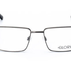 Men's Glory 062 Grey Metal Rectangle Eyeglass Frames