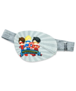 Kids' Grey Eye Patch with Elastic Band - eyeOK "Superheroes 2" - Left Eye