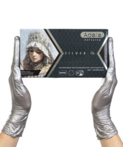 Silver Nitrile Gloves ADELE - Size Small (50 Pairs)
