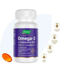Omega-3 & CoQ10 Supplement - 30 Capsules (Evalar)