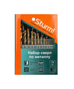 Sturm Metal Drill Bit Set (1-10mm, 19pcs, Titanium Coated)