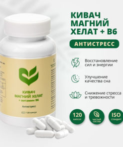 Magnesium Glycinate + B6 120 Capsules - Kivac