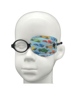 EyeOK Racing Cars Eye Patch - Blue, Anatomical, Left Eye, Medium