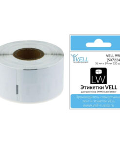 Vell VL-D-99012/S0722400 Tape Dispenser (36x89mm, White) - 2 Rolls/Pack (520 Total)