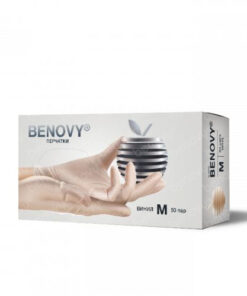 Benovy Vinyl Gloves, Size L (50 Pairs)