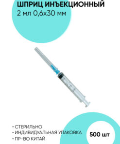Medical Injection Syringes (2ml, 0.6x30mm, 500 Pack)