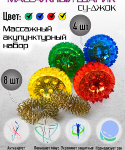 Su-Jok Therapy Balls with Spring Rings: 4-Pack Hand & Finger Massager for Fine Motor Skills