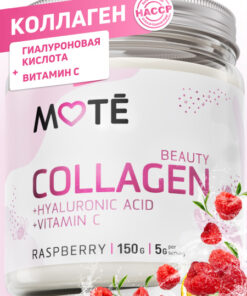 Mote Collagen Complex with Vitamin C & Hyaluronic Acid: Raspberry Flavor (150g)