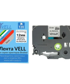 Vell VL-FX231CH Printer Cartridge (12mm, Black/White) - PT-100E/100ECH/D200 Compatible