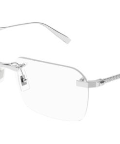 Dunhill DU0061O 008 Silver Rectangular Metal Eyeglasses Frame