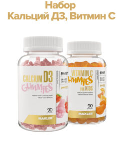 Kids Calcium D3 + Vitamin C Gummies (2-Pack) - Maxler Strawberry & Orange