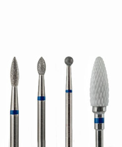 4-Piece Medium Grit Nail Drill Bit Set for Electric Manicure & Pedicure (Corn, Flame, Bud, Ball)