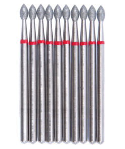 Diamond Coating Burs Set: 10pcs Red Ring Drop Shape, 2.5mm Diameter
