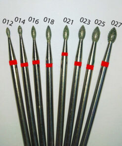 VladMiva: 20pcs Diamond Coated Carbide Burrs - Drop Shape, Red Ring, 1.2mm Diameter