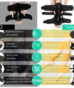 Plantar Fasciitis Night Splint for Heel Spurs - 3 Adjustable Straps, Black (2 Pack)