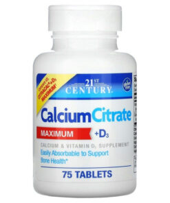 Calcium Citrate Vitamin D3 Supplement 21st Century Maximum Potency 75 Tablets