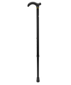 Adjustable Aluminum Cane for Seniors: 6-Level Height, 2-Section, Black, Outdoor Active Use
