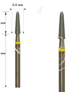 VladoMiva 50pcs 2.5mm Yellow Diamond Dental Bur Cylinder Truncated Cone