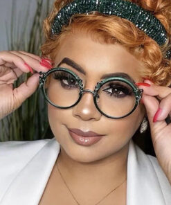 Retro Round Metal Frame Glasses for Women with Unique Designer Pattern - Perfect Gift