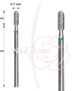 10pc 2.7mm Diamond Burr Set, Cylinder with Rounded Edge, Green Band, VladMiva