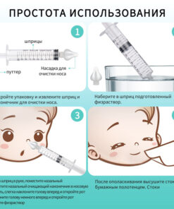 Nasal Aspirator Syringe Irrigator for Clear Mucus & Boogers - Reusable for Newborns, Babies & Adults (2 Pack)
