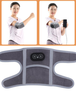 Adjustable Heated Elbow Brace with 3 Heat Levels, Vibration, and Elastic Closure - Dark Gray
