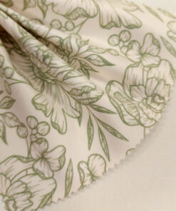 Green and Beige Microfiber Eyeglass Cleaning Cloth with Floral Pattern