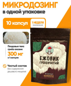 Lion's Mane Mushroom Nootropic Microdosing for Brain & Memory - 10 Capsules (1 Week) MUHOMORSPACE