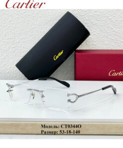 Cartier CT0344O: Elegant Rimless Titanium Eyeglasses for Business | French Luxury